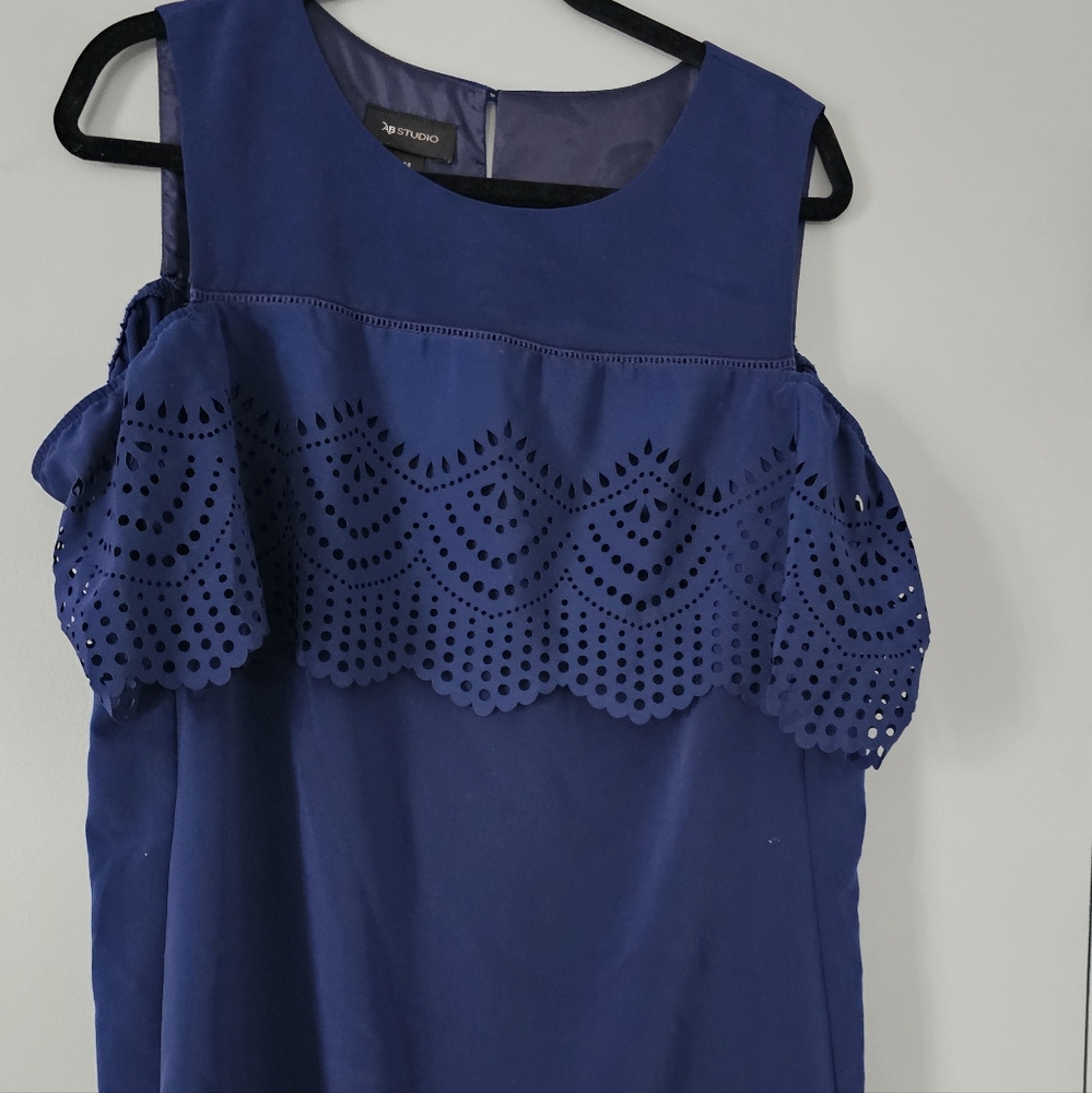 Blue Sleeveless Dress with Lace Detail